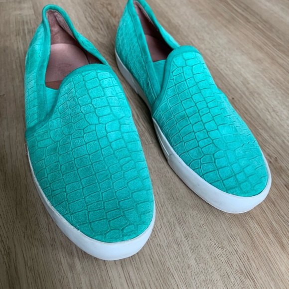 JOIE Women Huxley Tropical Green Croc Print Leather Slip On Loafers Shoes - Picture 3 of 9